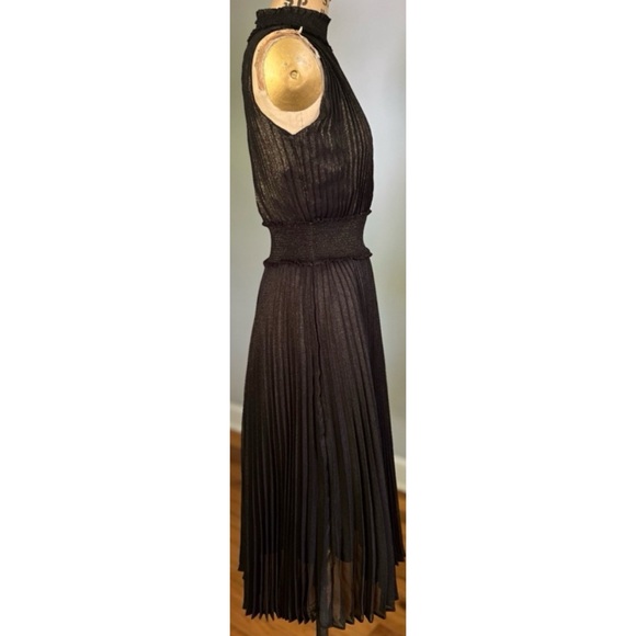 Nanette Lepore Black Gold Sleeveless Pleated Dress Size 2 - Picture 5 of 13